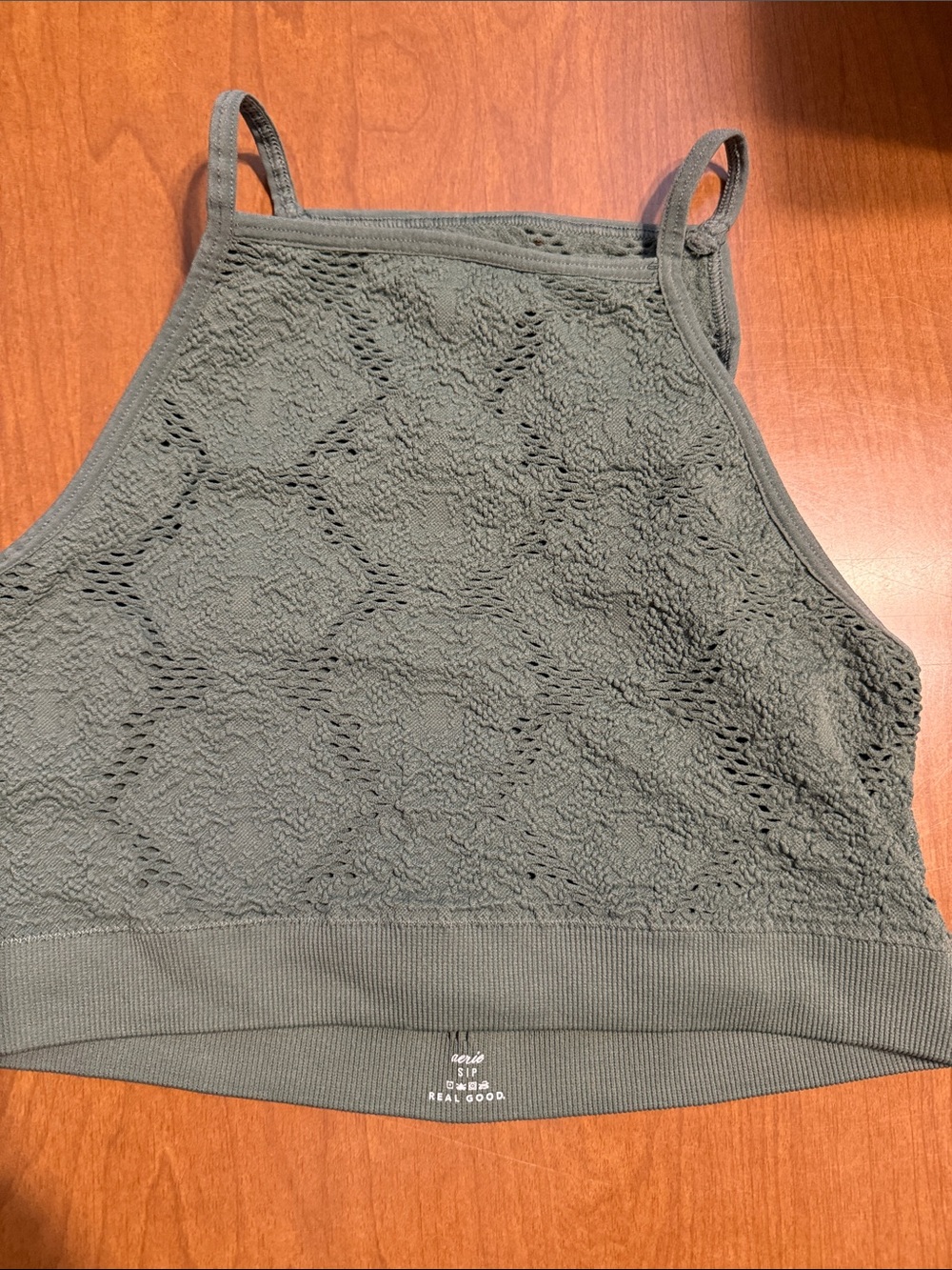 aerie Olive Green Lace High-Neck Bralette